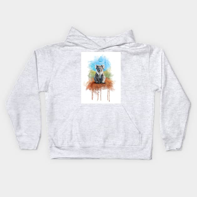 Watercolor Illusration of a Koala Kids Hoodie by diplikaya